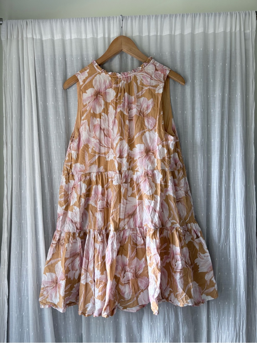Steve Madden Mustard and Blush Tiered Mini Dress - Picture 4 of 7